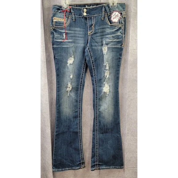 Amethyst Women's Low Rise Bootcut Jeans Blue Denim Size 7 Regular NWT - Picture 1 of 10